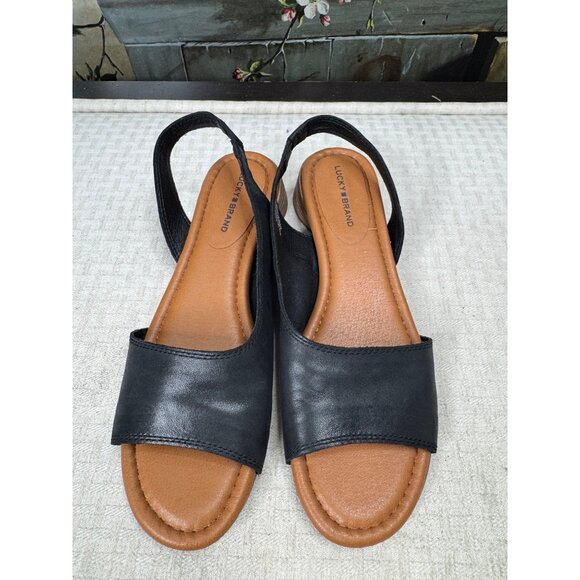 Lucky Brand Rimma D'Orsay Womens Size 8.5M Black Leather Slingback Sandals - Picture 1 of 8